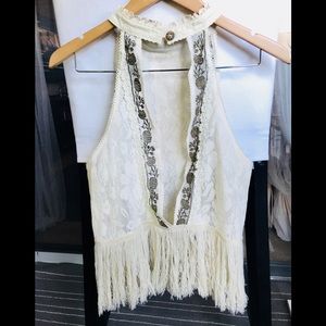 GIMMICKS LACE HALTER TOP